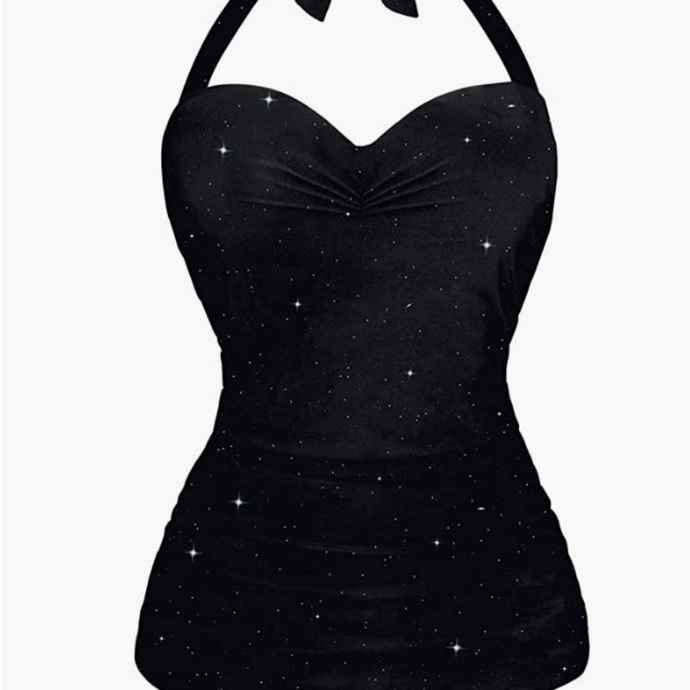 Angerella Vintage Halter Swimsuit Monokini One Piece Swimwear Bathing Suits